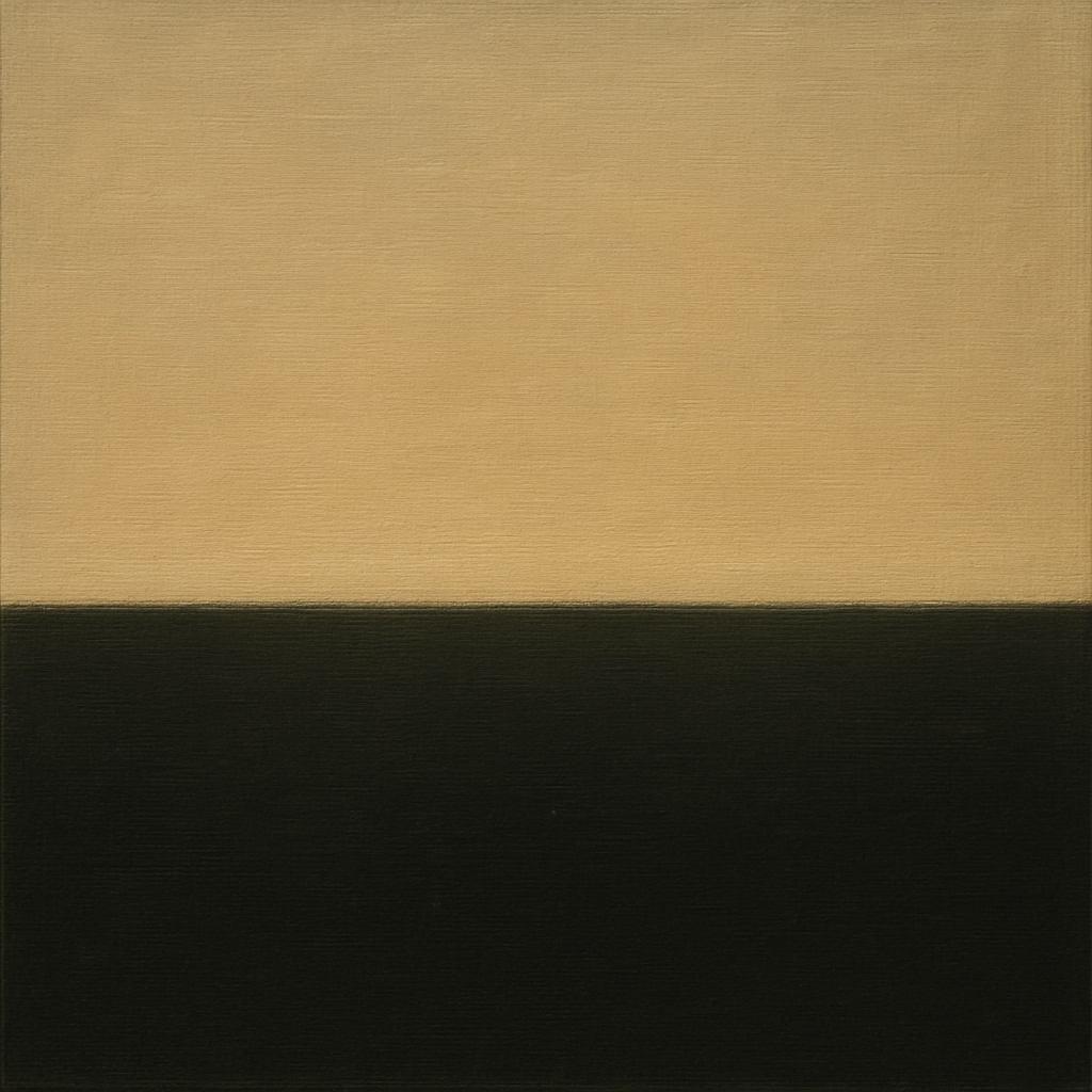 Onyx & Warm Biscuit Horizon No. 9 - Modern Fine Art Oil Painting - View 1