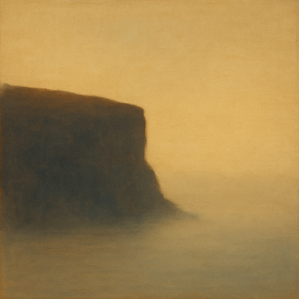 Solitary Headland in Fog No. 9 - Modern Fine Art Oil Painting - View 1