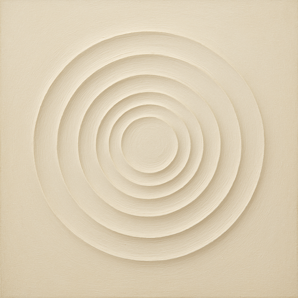 Concentric Zen Circles in Ivory No. 8 - Modern Fine Art Oil Painting - View 1