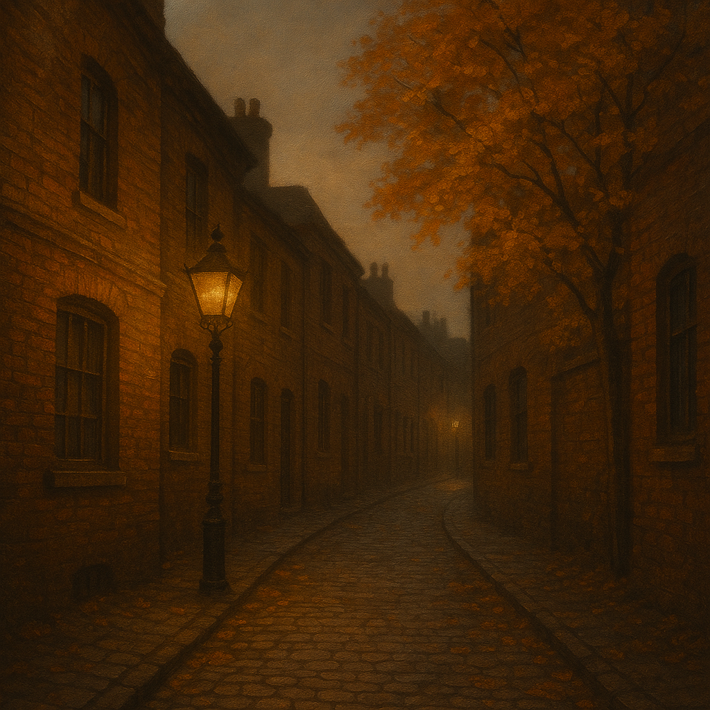 London Gaslamp Alley in Autumn Dusk No. 17 Oil Painting - View 1