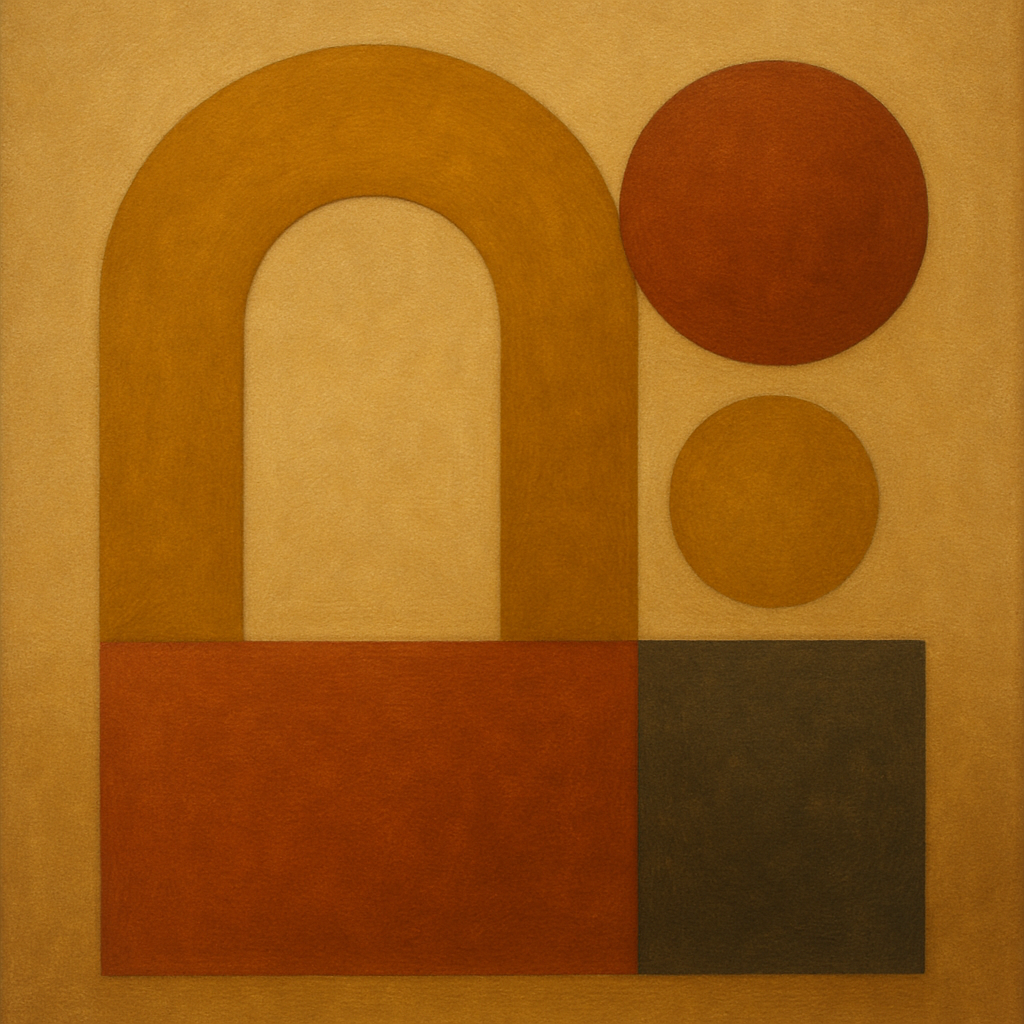 Arch & Circle Equilibrium in Warm Earth Tones No. 9 Oil Painting - View 1