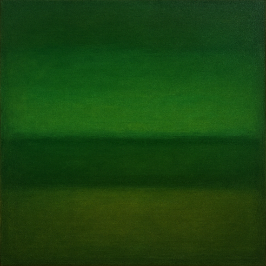 Forest Emerald & Deep Moss Contemplative Field No. 11 Oil Painting - View 1