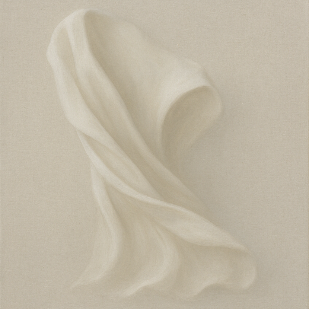 Alabaster Linen Texture Fold No. 4 - Modern Fine Art Oil Painting - View 1