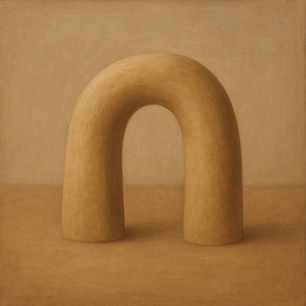 Warm Beige Travertine Arch No. 1 - Modern Fine Art Oil Painting - View 1