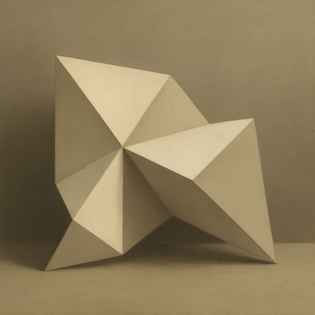 Folded Paper Geometry in Neutral Gradient Shadows No. 9 Oil Painting 100% Hand Painted Oil on Belgian Linen Canvas, Original Fine Art Wall Decor