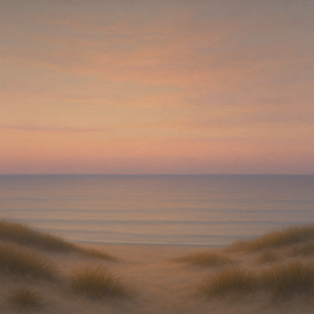 Pastel Dusk Horizon over Calm Atlantic Waters Oil Painting - View 1