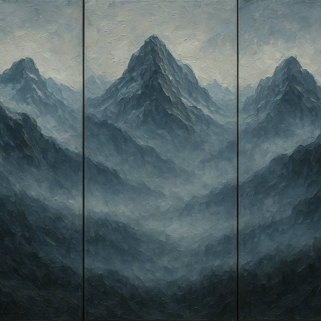 Alpine Mist Triptych Masterpiece Oil Painting - 100% Hand-Painted Master Oil Painting