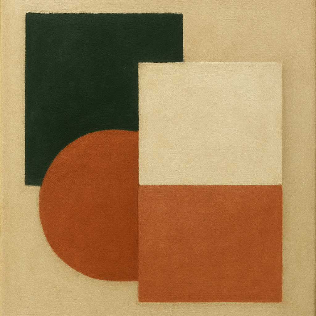 Forest Emerald & Chalk Interlock No. 6 - Modern Fine Art Oil Painting - View 1