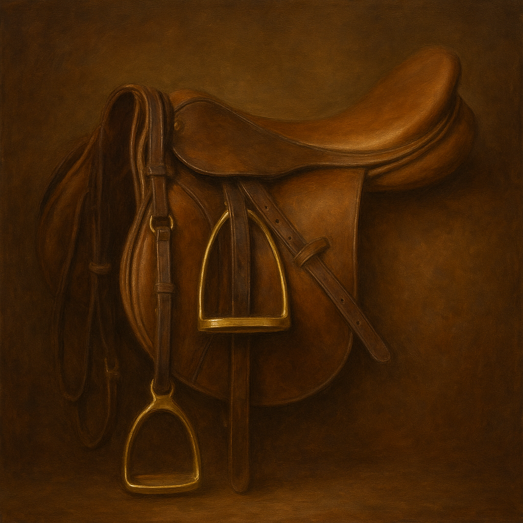 Vintage Bridle & Polished Leather Saddle No. 7 Oil Painting 100% Hand Painted Oil on Belgian Linen Canvas, Original Fine Art Wall Decor