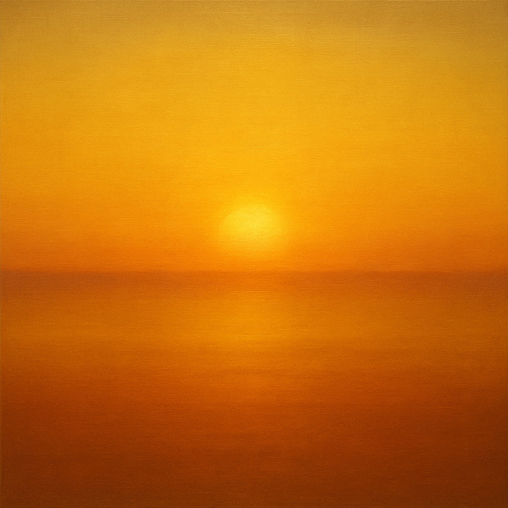 Warm Amber & Raw Sienna Sunset Meditation No. 5 Oil Painting 100% Hand Painted Oil on Belgian Linen Canvas, Original Fine Art Wall Decor