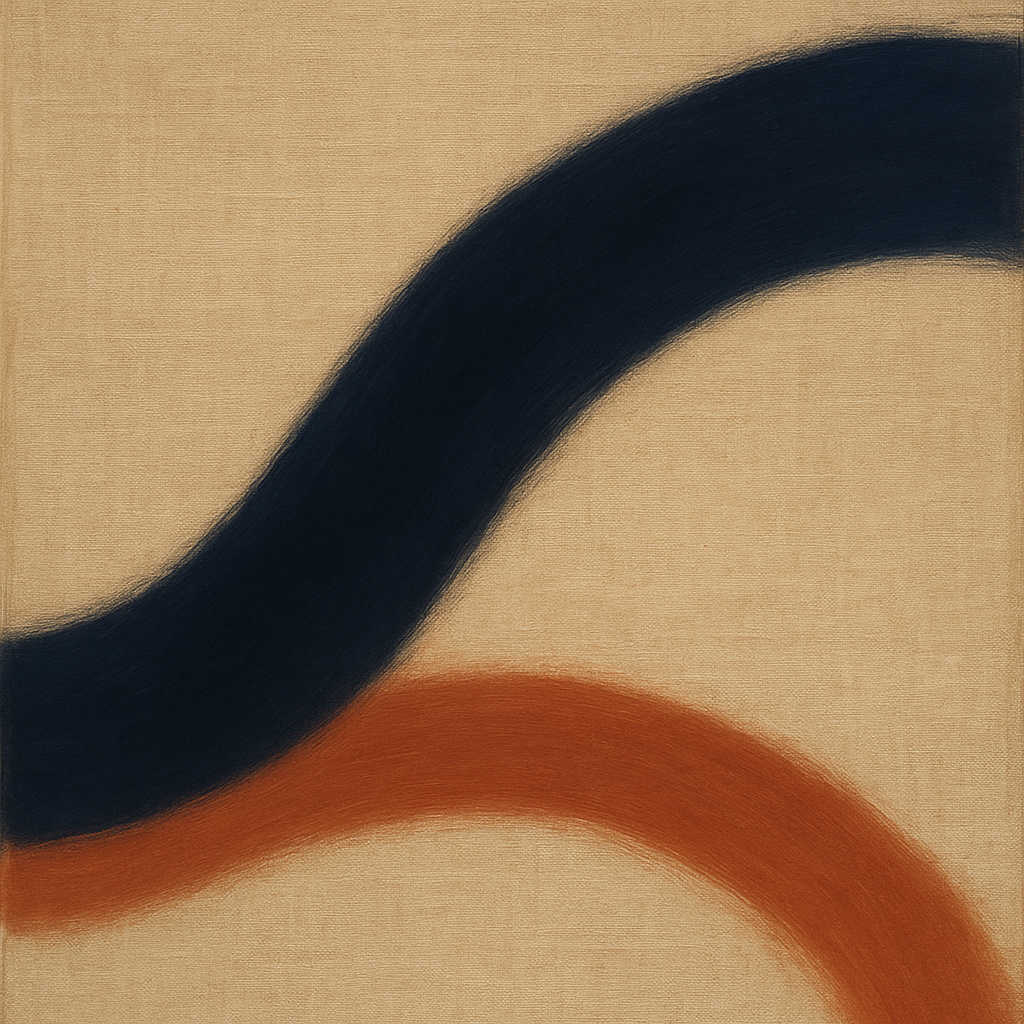 Navy Indigo & Warm Sand Sweep No. 2 - Modern Fine Art Oil Painting - View 1