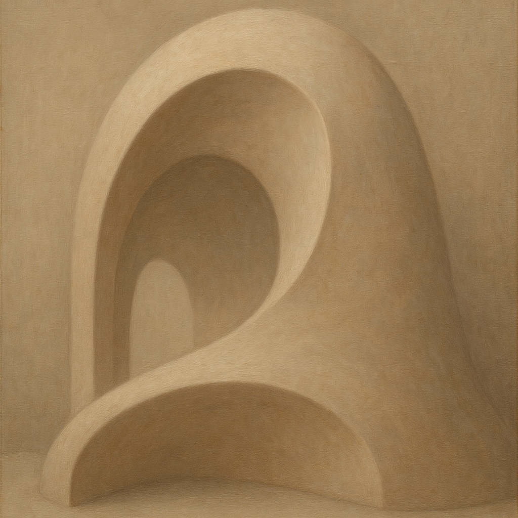 Soft Architectural Curve in Desert Bone No. 24 Oil Painting 100% Hand Painted Oil on Belgian Linen Canvas, Original Fine Art Wall Decor