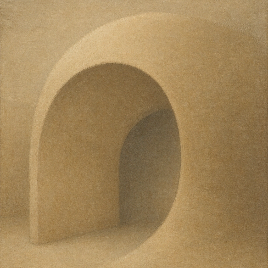 Soft Architectural Curve in Desert Bone No. 16 Oil Painting - View 1