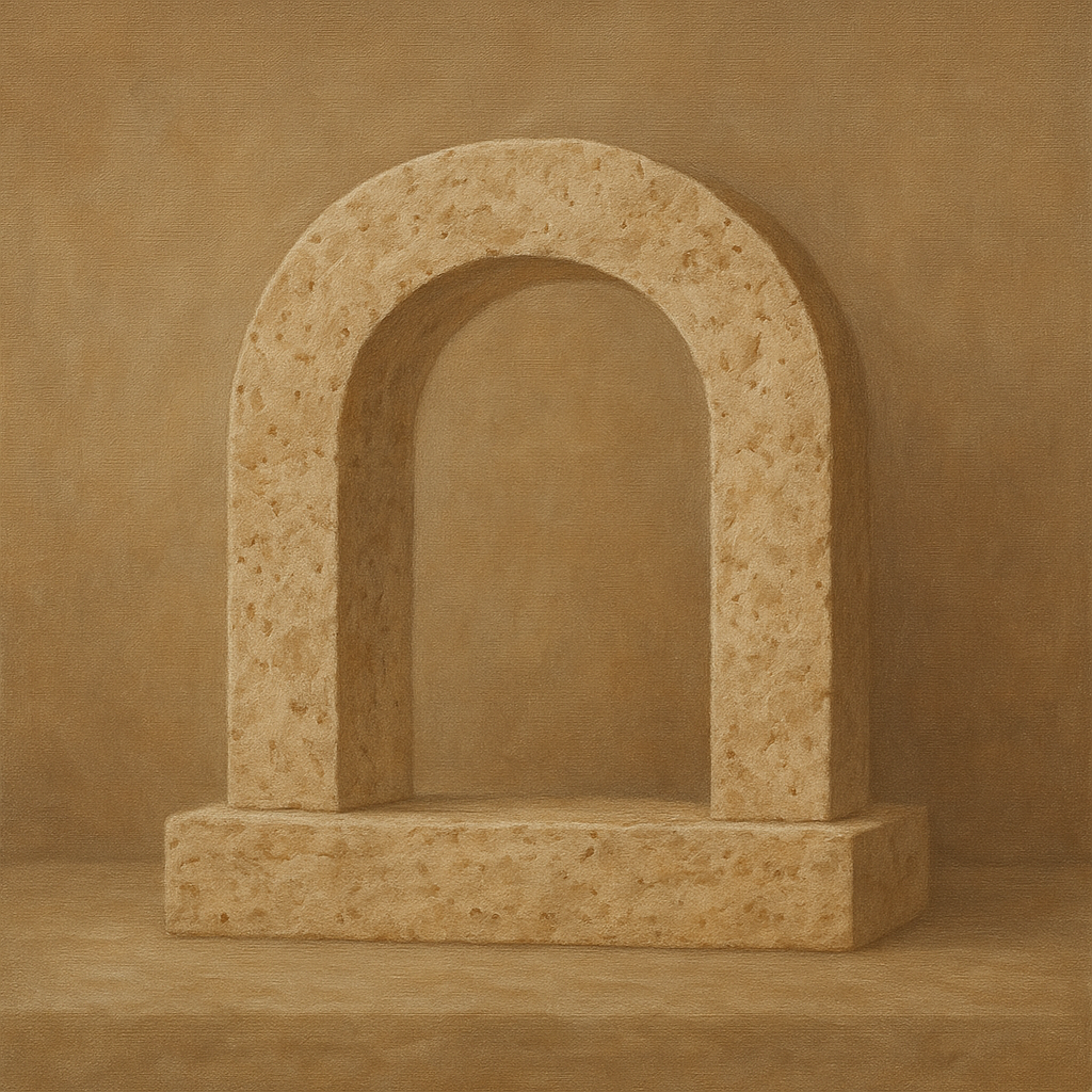 Travertine Stone Arch & Earth Tones No. 4 Oil Painting - View 1