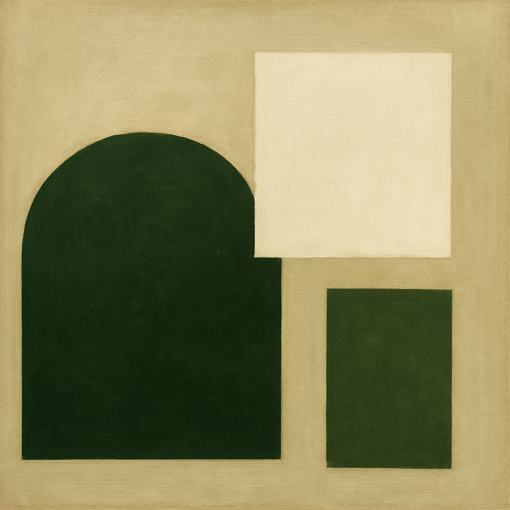 Forest Emerald & Chalk Interlock No. 6 - Modern Fine Art Oil Painting - View 1