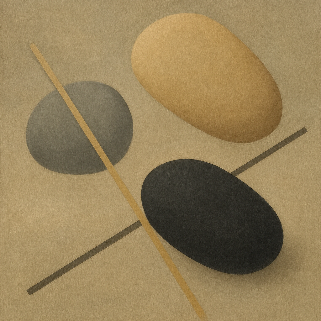 Organic Pebble Contours & Slanted Lines No. 11 Oil Painting - View 1
