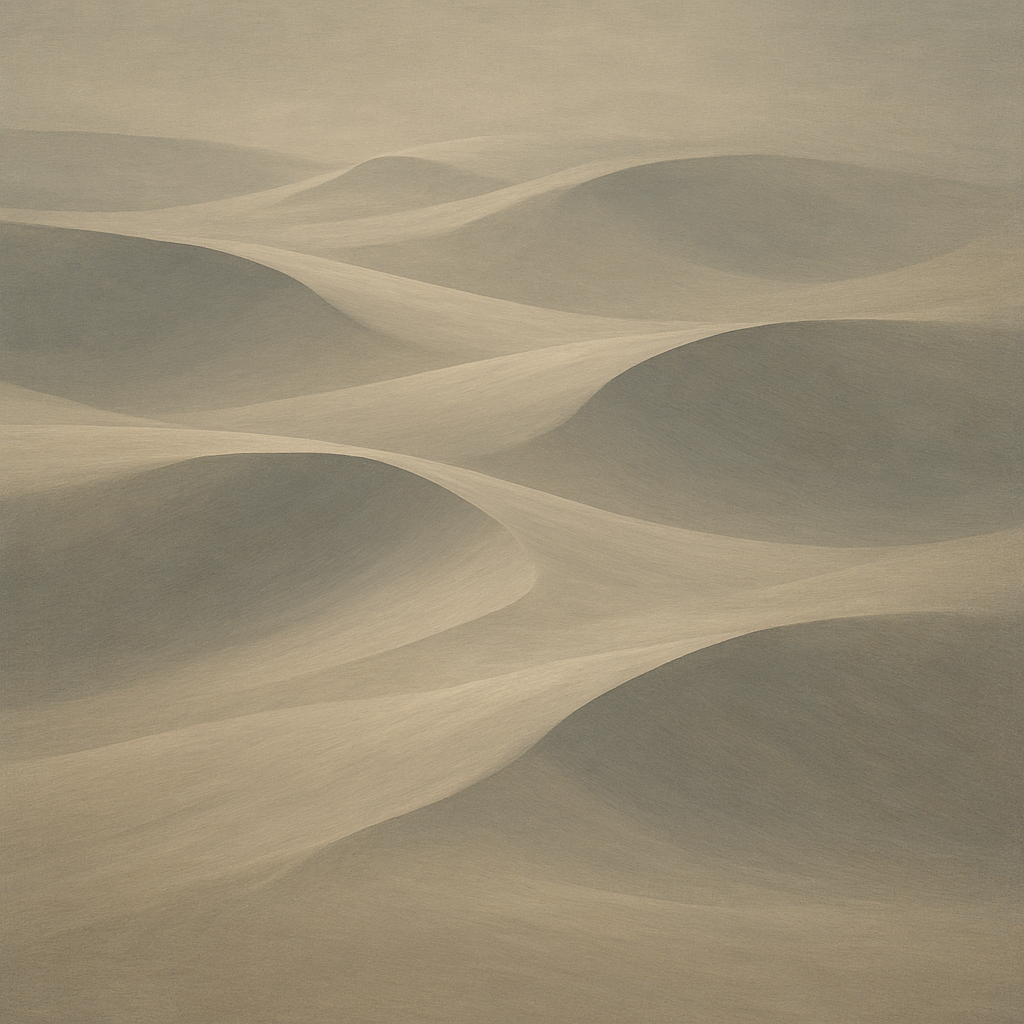 Monochrome Sand Dune Contours & Pale Slate No. 10 Oil Painting - View 1