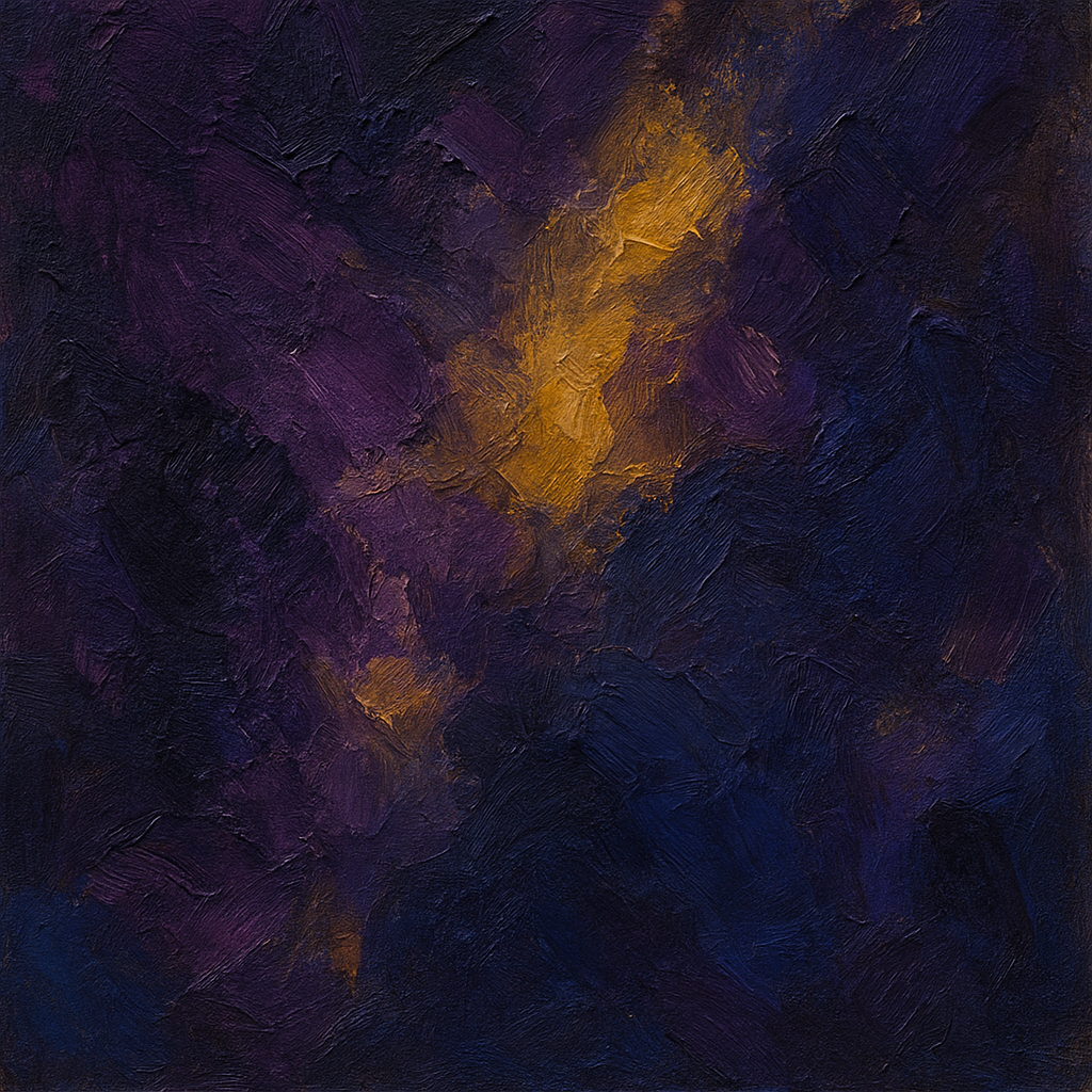 Amethyst Shadow & Celestial Gold No. 3 Oil Painting - 100% Hand-Painted Master Oil Painting