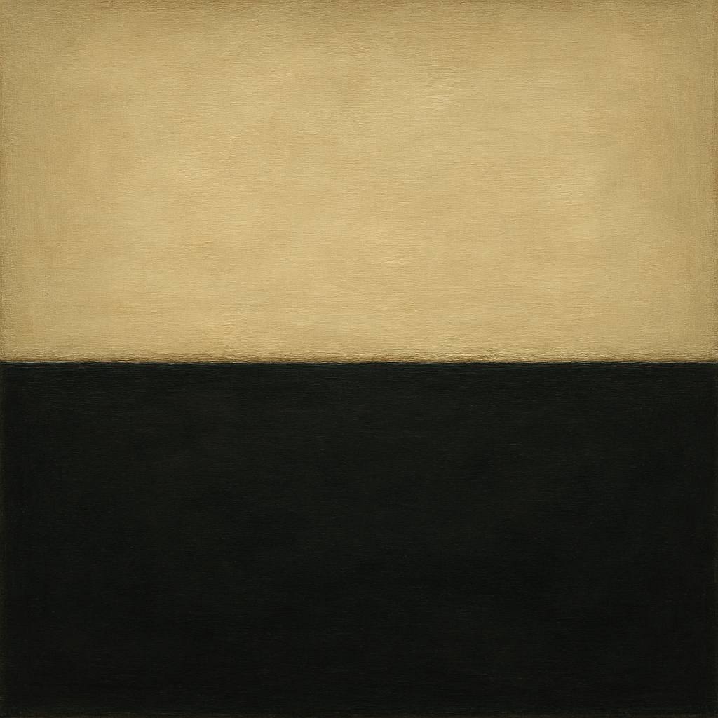 Onyx & Warm Biscuit Horizon No. 9 - Modern Fine Art Oil Painting - View 1