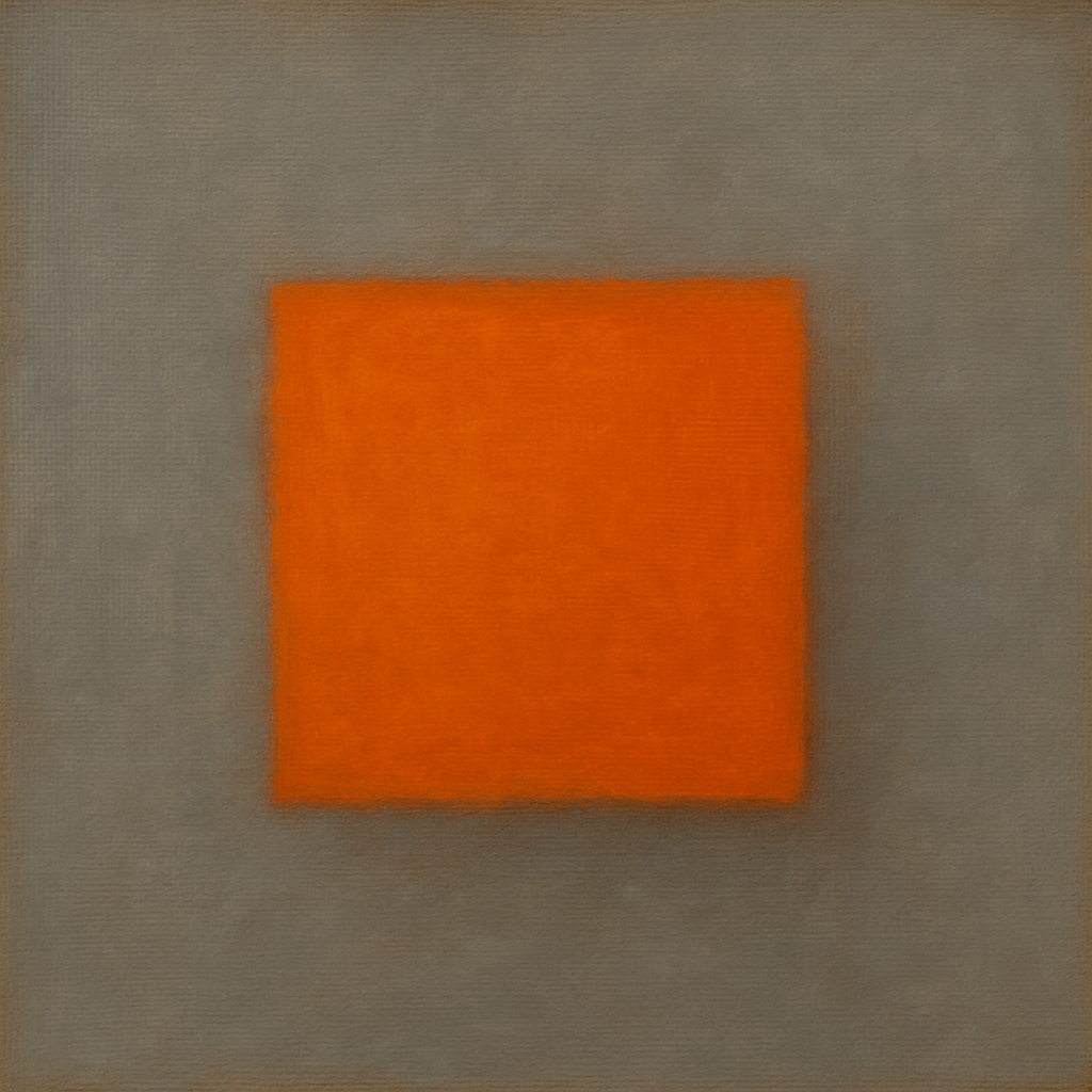 Cadmium Amber & Slate Grey Block No. 10 - Modern Fine Art Oil Painting - View 1