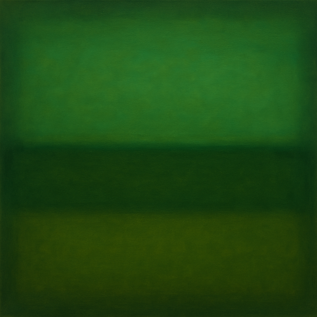 Forest Emerald & Deep Moss Contemplative Field No. 2 Oil Painting - View 1