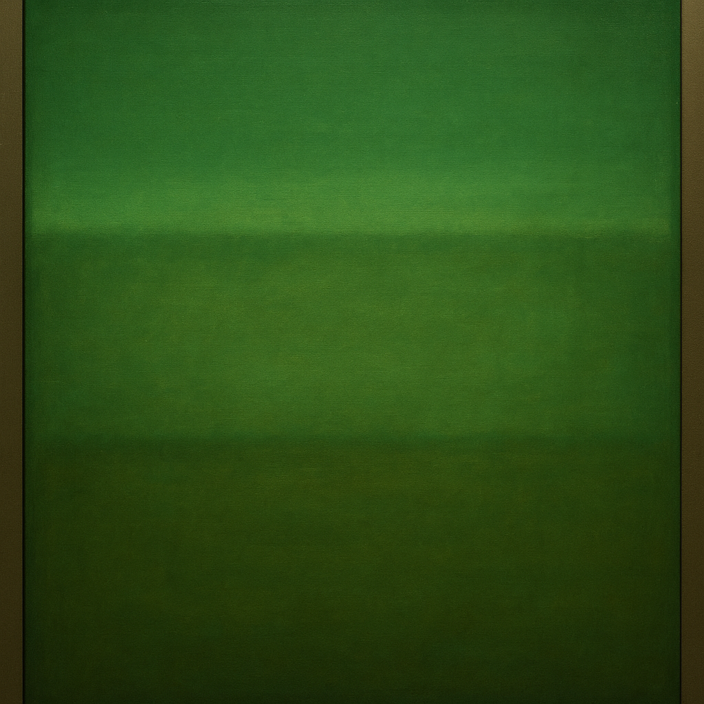 Forest Emerald & Deep Moss Contemplative Field No. 4 Oil Painting - View 1