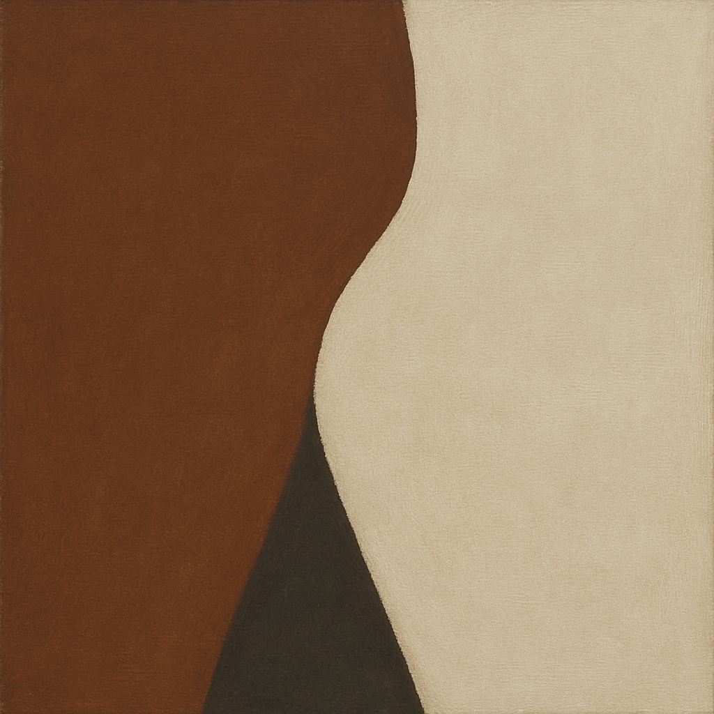 Burnt Umber & Greige Duet No. 7 - Modern Fine Art Oil Painting - View 1