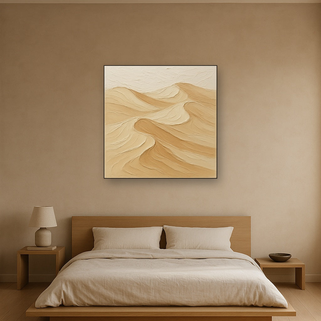 Textured Neutral Sand Dunes Oil Painting - View 3