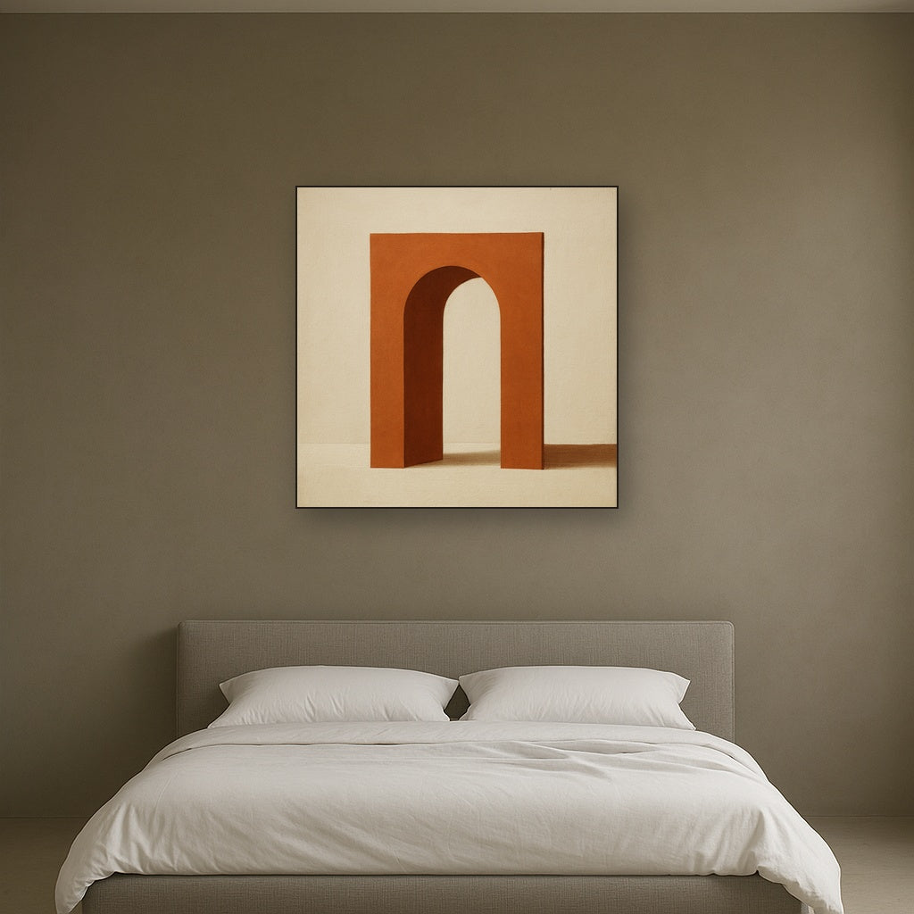 Terracotta Clay & Cream Arch No. 4 - Modern Fine Art Oil Painting - View 3