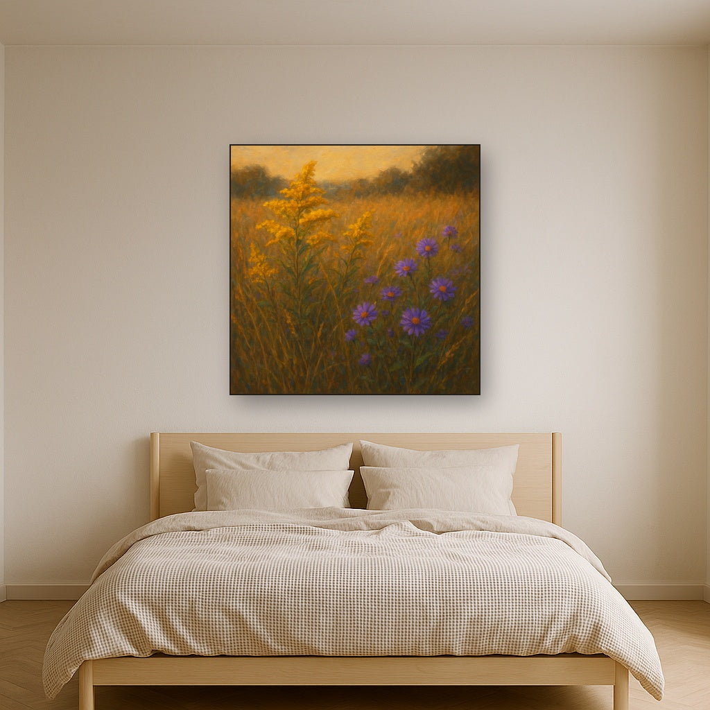 Goldenrod & Autumn Asters in Rustic Meadow No. 8 Fine Art Oil Painting - View 3