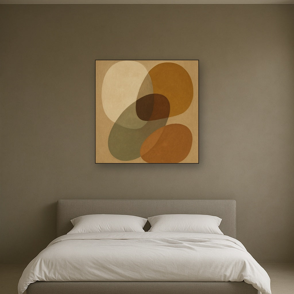 Organic Curved Shapes in Neutral Earth Pigments No. 15 Fine Art Oil Painting - View 3