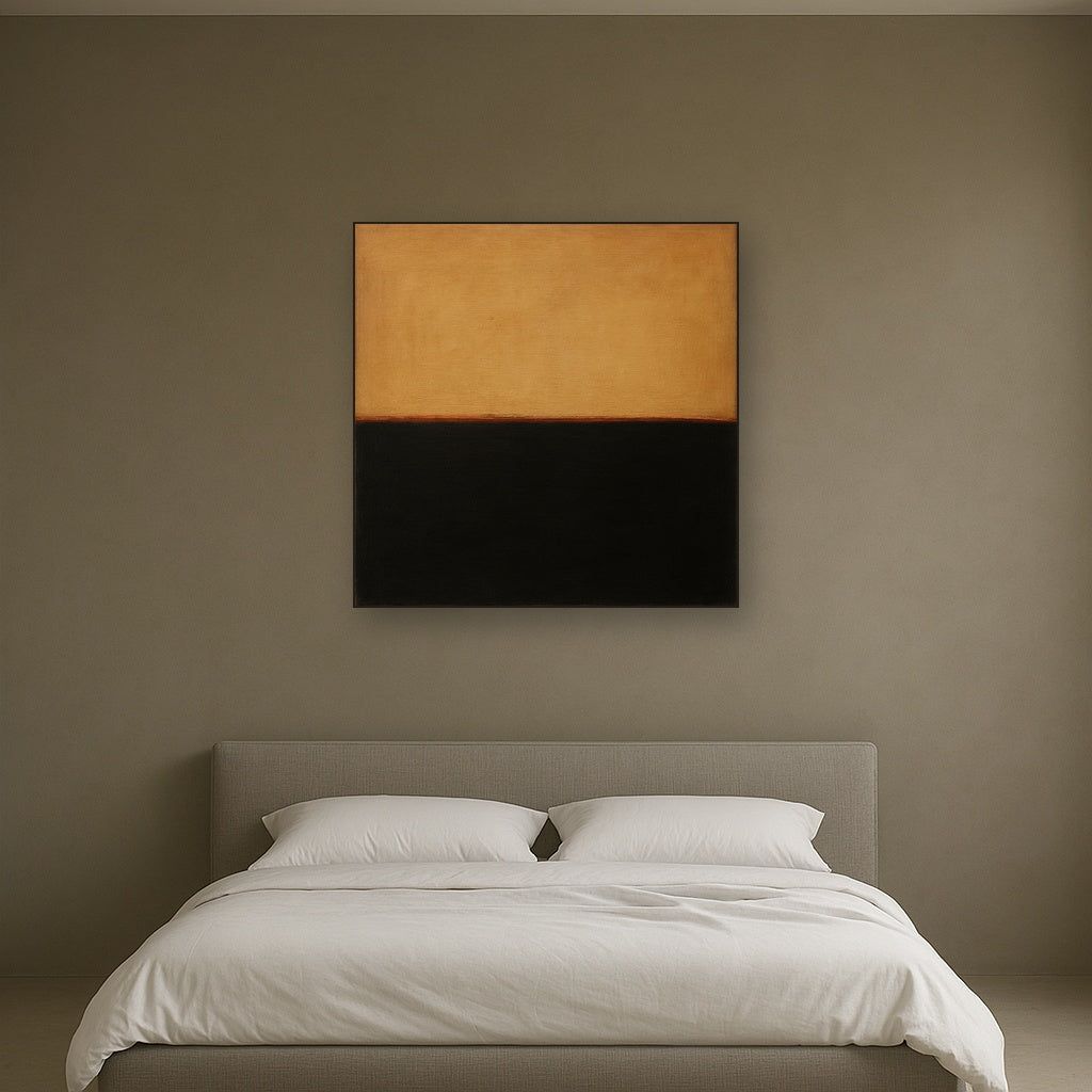 Onyx & Warm Biscuit Horizon No. 9 - Modern Fine Art Oil Painting - View 3