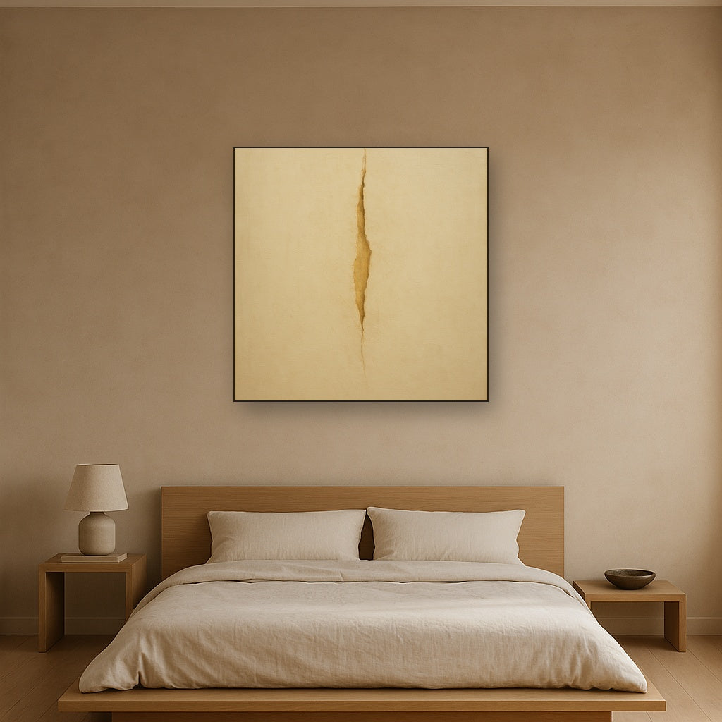 Tactile Stucco & Ochre Rift No. 9 - Modern Fine Art Oil Painting - View 3