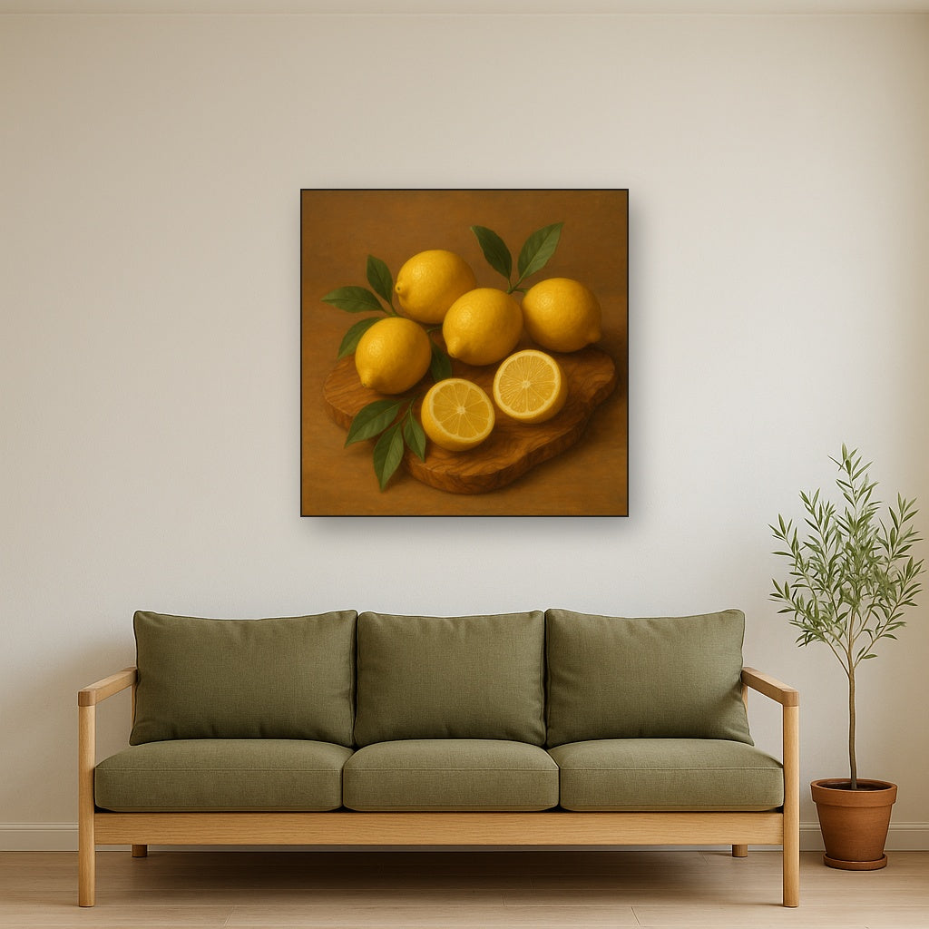 Meyer Lemons on Olive Wood Board No. 5 Oil Painting - View 3