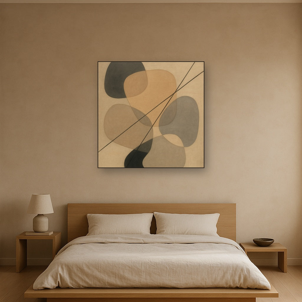 Organic Pebble Contours & Slanted Lines No. 16 Oil Painting - View 3
