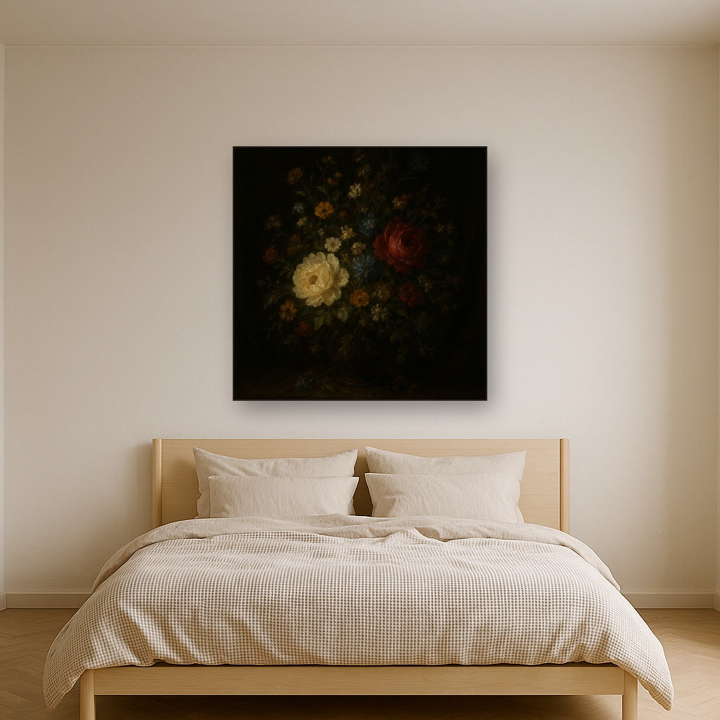 Moody Dutch Master Dark Floral Still Life No. 7 Fine Art Oil Painting - View 3