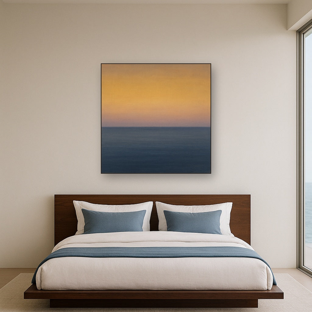 Dusk Horizon in Pale Lavender & Slate No. 3 - Modern Fine Art Oil Painting - View 3