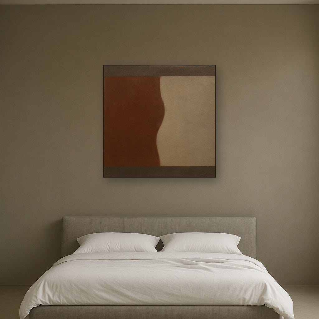Burnt Umber & Greige Duet No. 7 - Modern Fine Art Oil Painting - View 3