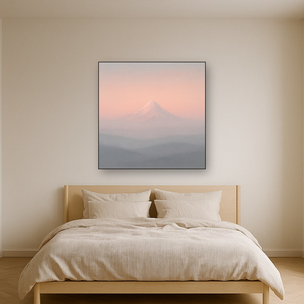 Pale Alpenglow over Distant Glacial Peak Oil Painting - View 3