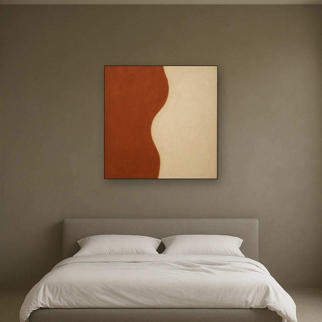 Burnt Umber & Greige Duet No. 7 - Modern Fine Art Oil Painting - View 3