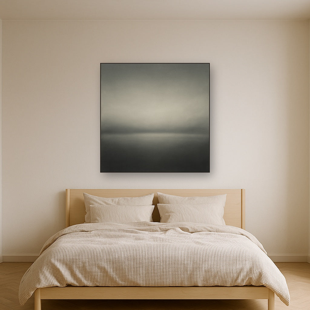Monochrome Charcoal Drift & Soft Sfumato Horizon No. 20 Oil Painting - View 3