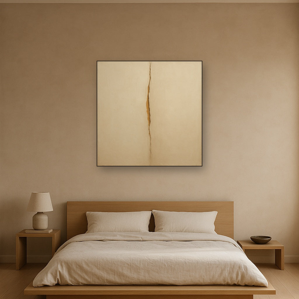Tactile Stucco & Ochre Rift No. 9 - Modern Fine Art Oil Painting - View 3