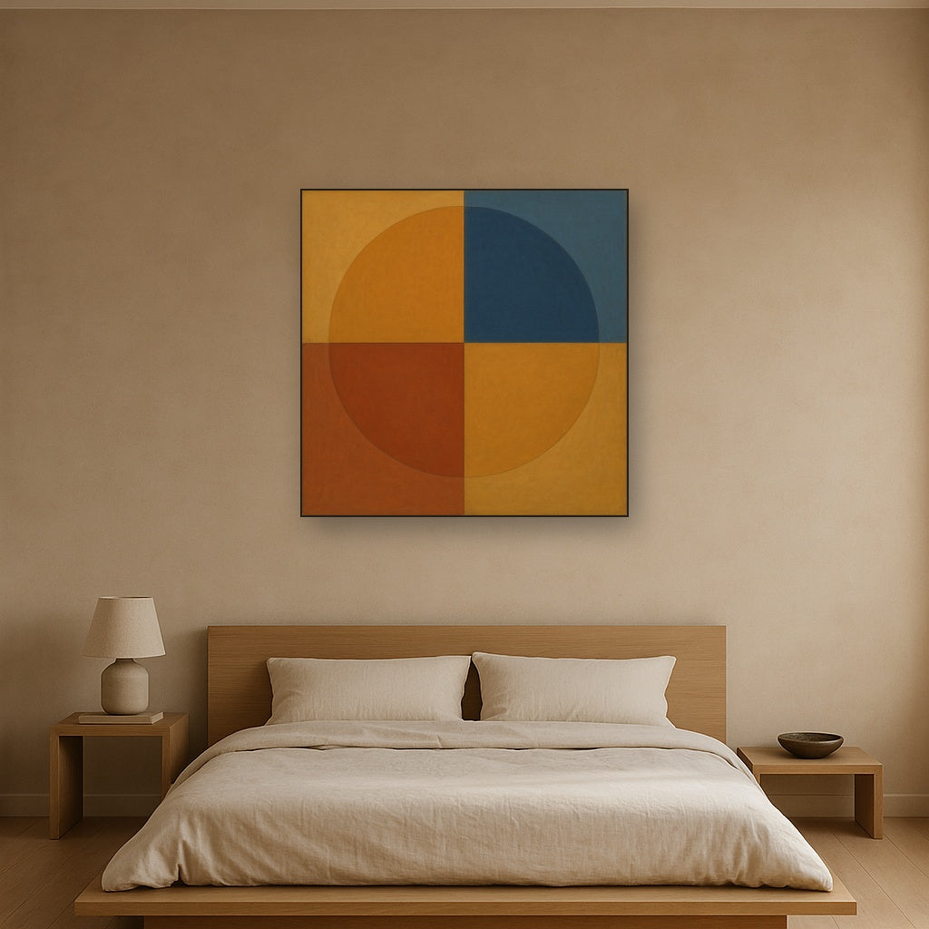 Bauhaus Quadrant Harmony in Primary Earth Tones No. 18 Oil Painting - View 3
