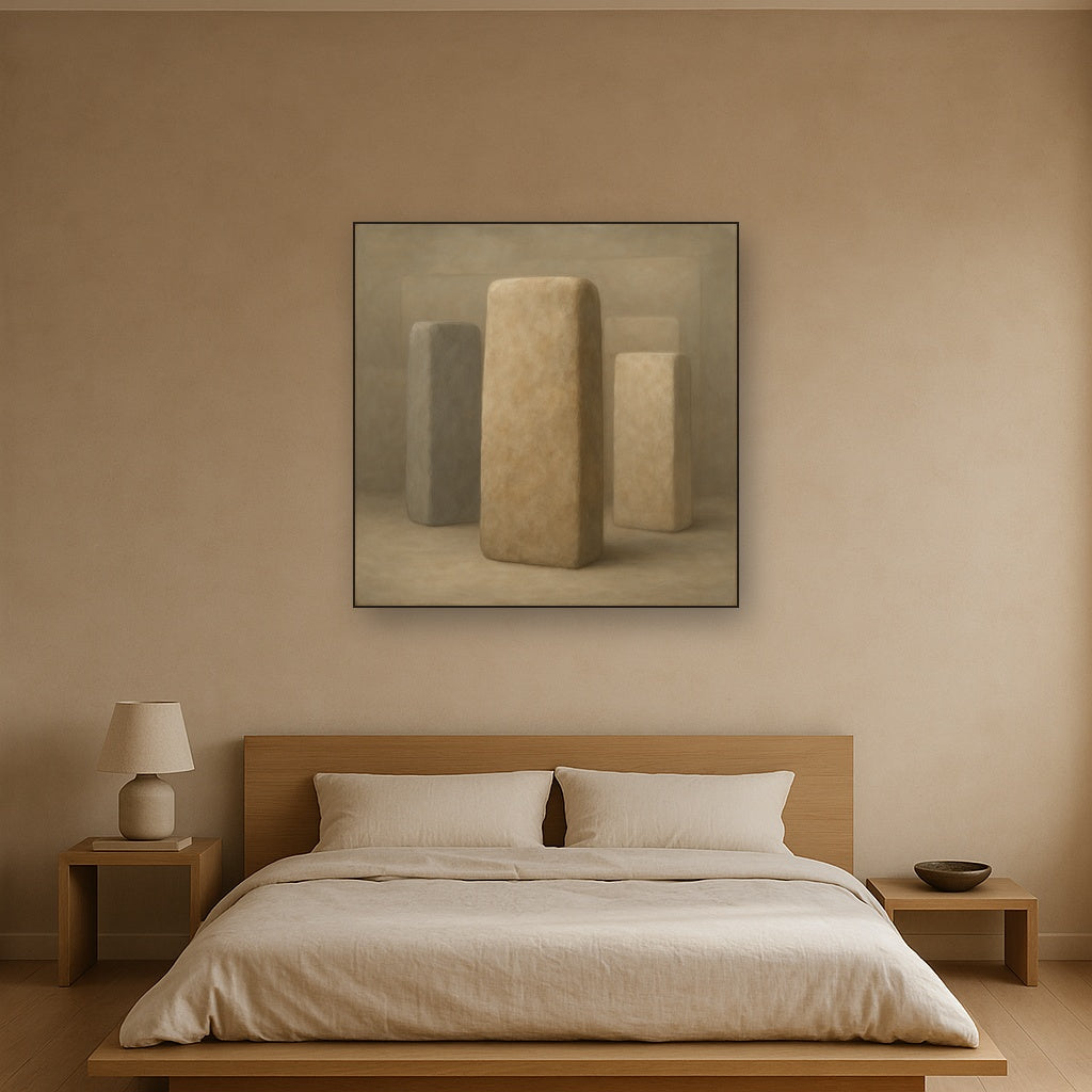 Driftwood Grey & Weathered Stone Monolith No. 3 Oil Painting - View 3