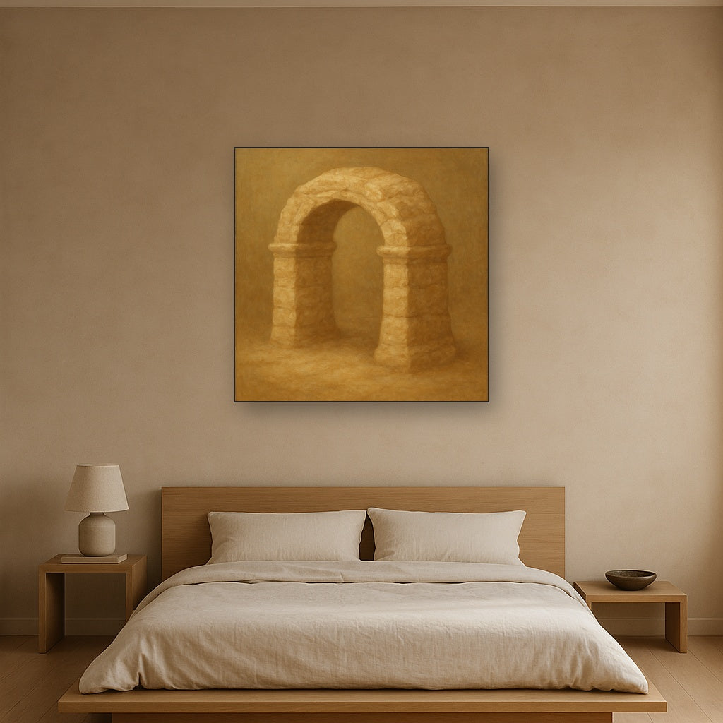Travertine Stone Arch & Earth Tones No. 5 Oil Painting - View 3