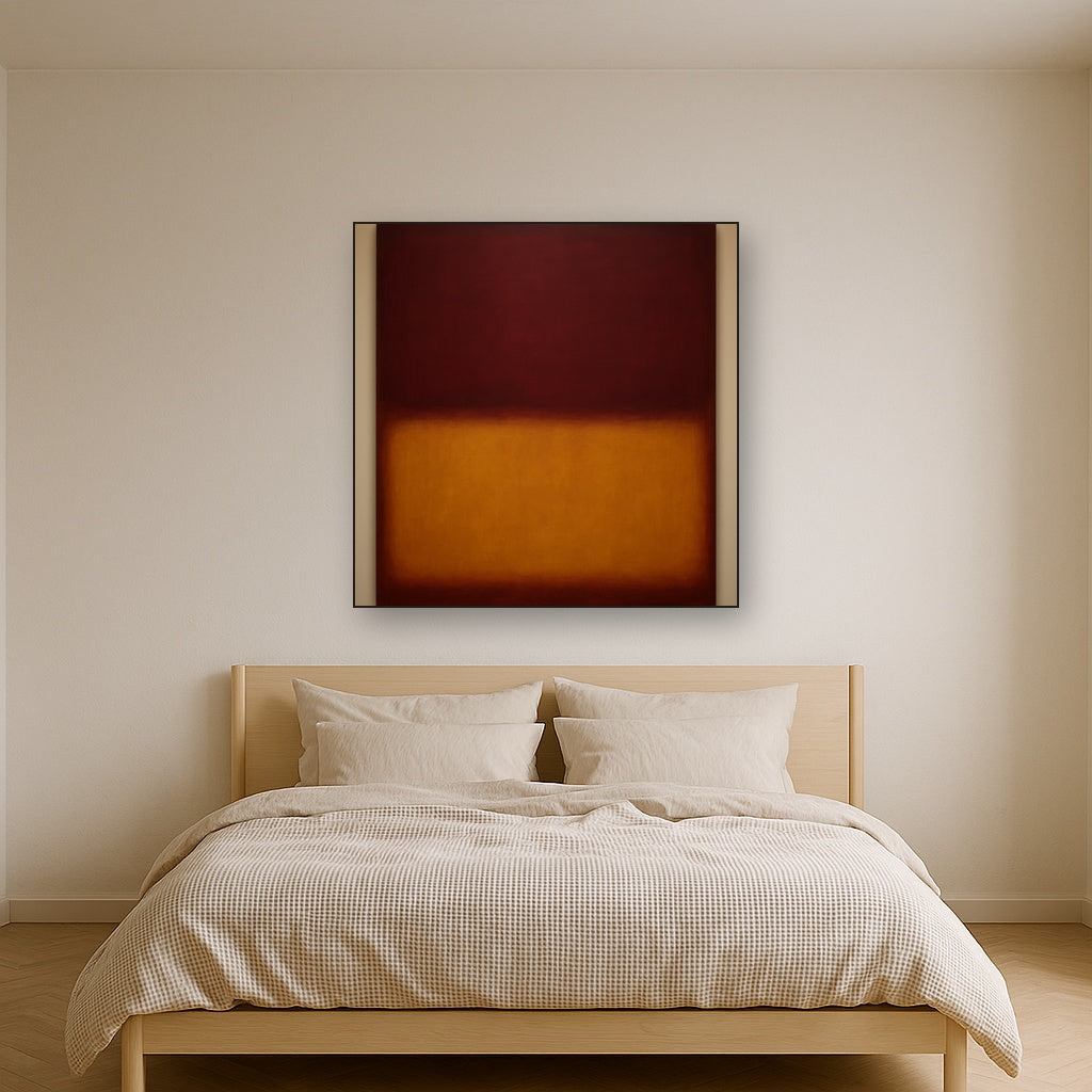 Crimson Burgundy & Saffron Gold Color Vibrations No. 15 Oil Painting - View 3