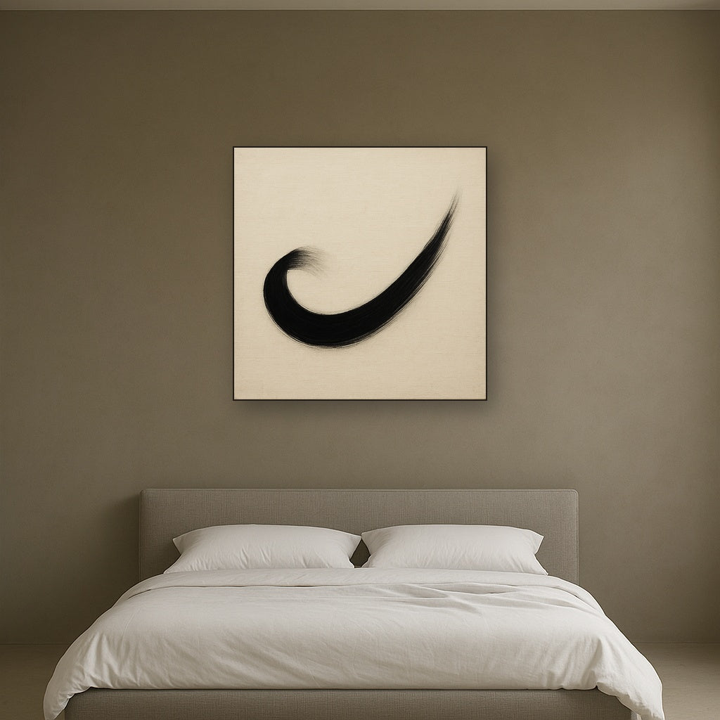 Monochrome Brushstroke Void No. 5 - Modern Fine Art Oil Painting - View 3