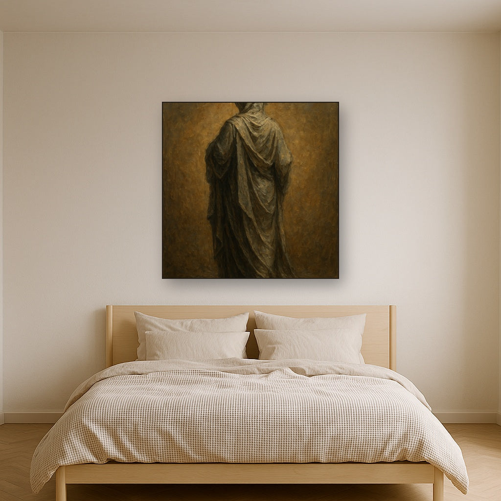 Renaissance Draped Silhouette No. 4 Oil Painting - Styled in Master Bedroom