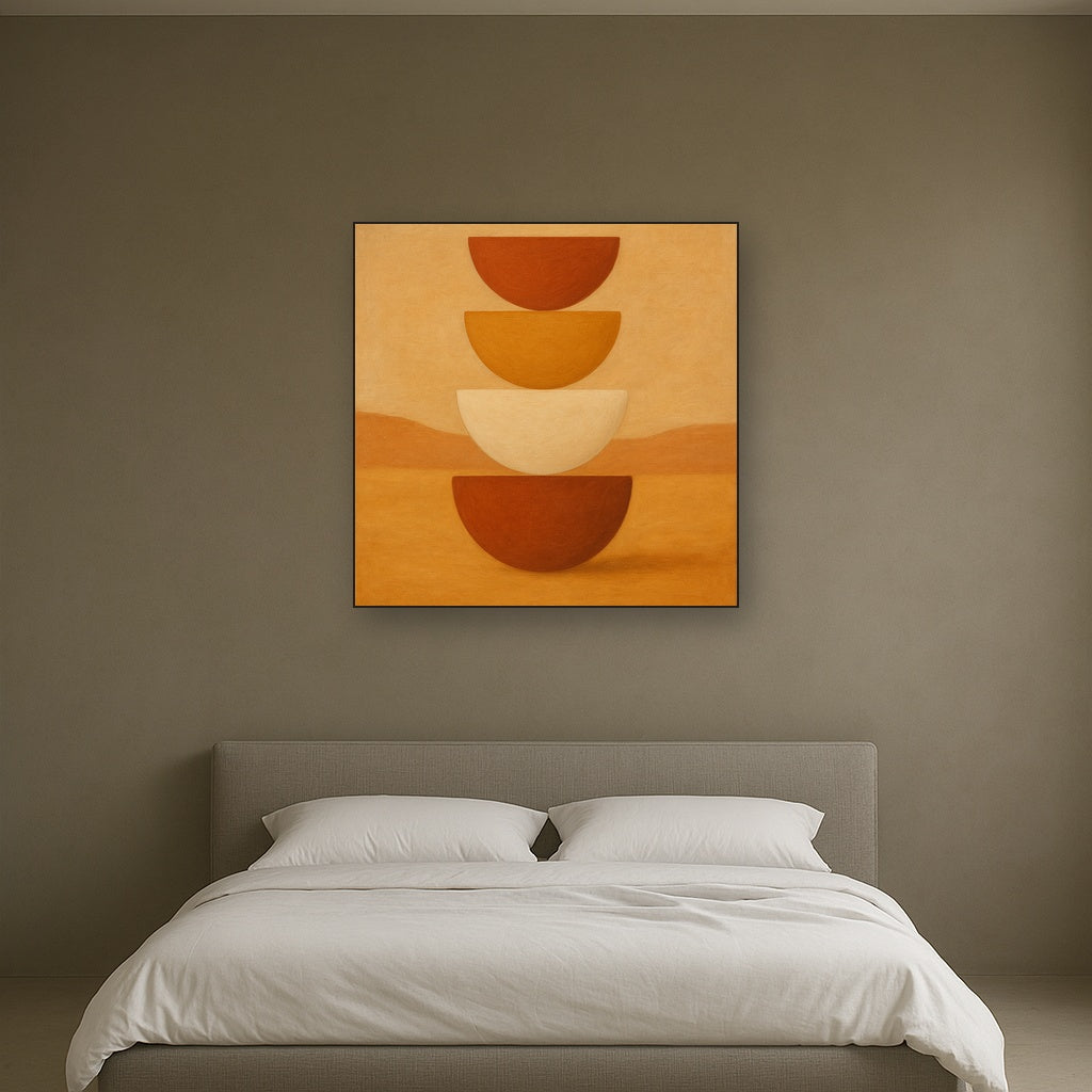 Stacked Semicircle Totem in Desert Warmth No. 8 Fine Art Oil Painting - View 3