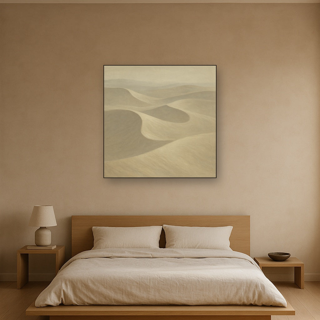 Monochrome Sand Dune Contours & Pale Slate No. 3 Oil Painting - View 3